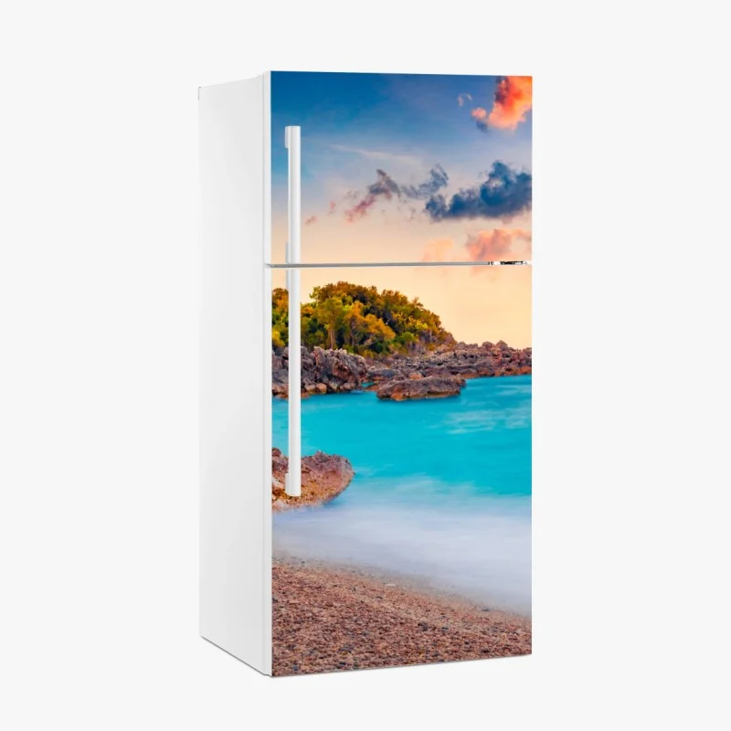 Adesivo per frigorifero alba spettacolare a Himare sulla costa dell'Adriatico