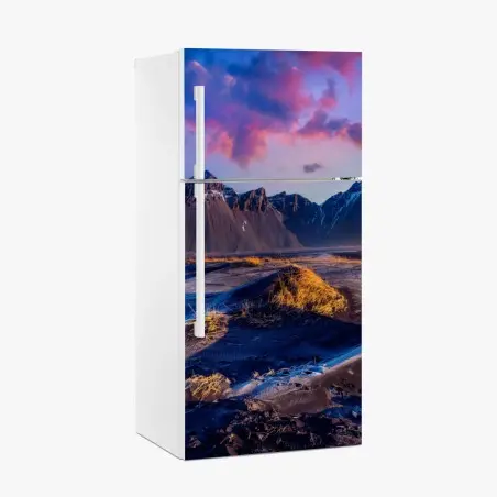 Adesivo per frigorifero magica alba su Vestrahorn: panorama islandese • Wallissimo®