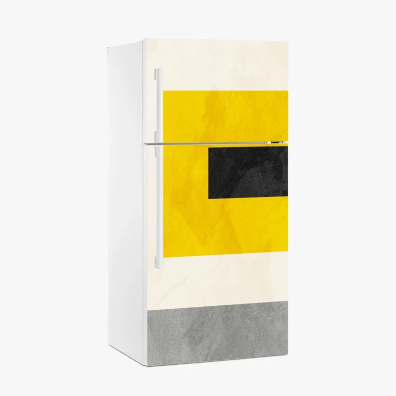 Adesivo per frigorifero composizione geometrica gialla e nera