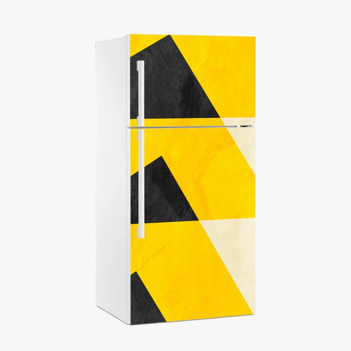 Adesivo per frigorifero geometrie audaci in giallo e nero • Wallissimo® Adesivo per frigorifero geometrie audaci in giallo e nero • Wallissimo®