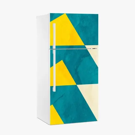 Adesivo per frigorifero motivo geometrico in turchese e giallo • Wallissimo®
