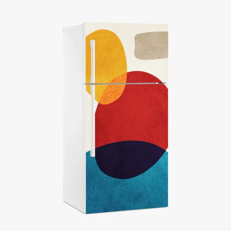 Adesivo per frigorifero composizione di forme organiche colorate