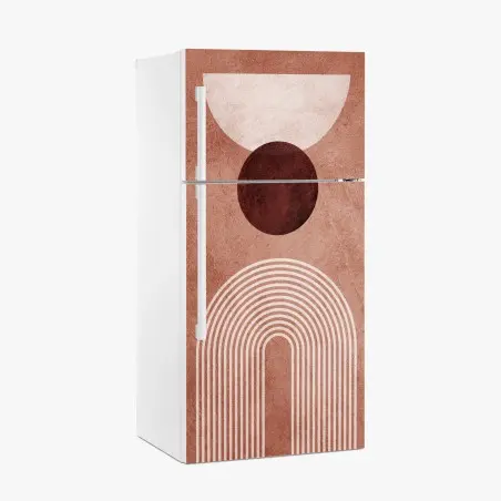 Adesivo per frigorifero equilibrio geometrico terracotta • Wallissimo®