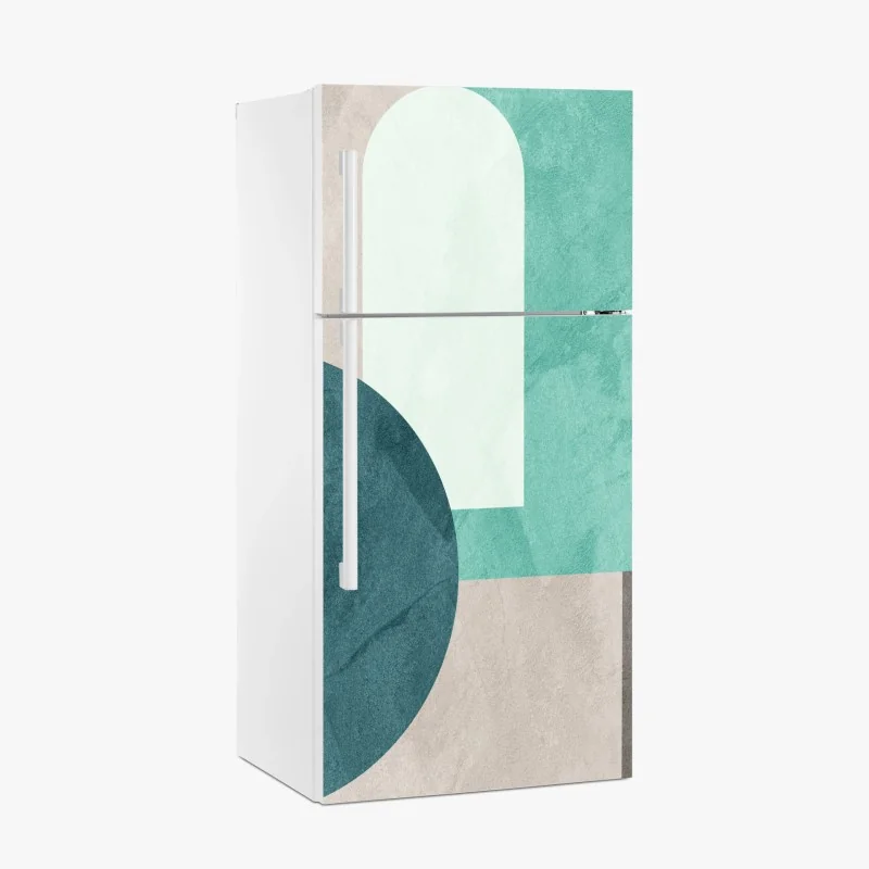 Adesivo per frigorifero composizione geometrica in toni acqua e crema