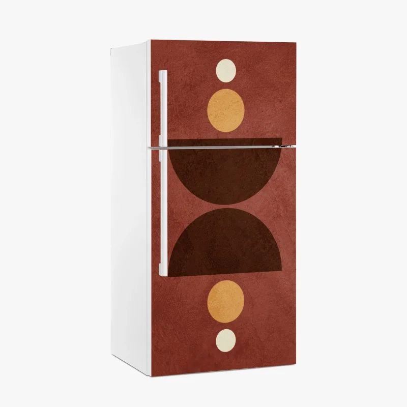 Adesivo per frigorifero equilibrio geometrico in tonalità terracotta