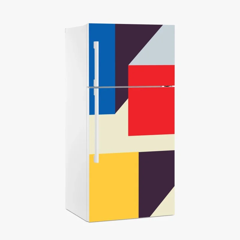 Adesivo per frigorifero composizione geometrica in prospettiva stile Mondrian e Kandinsky