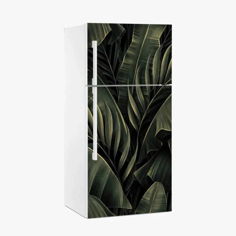 Adesivo per frigorifero fogliame tropicale in verde scuro