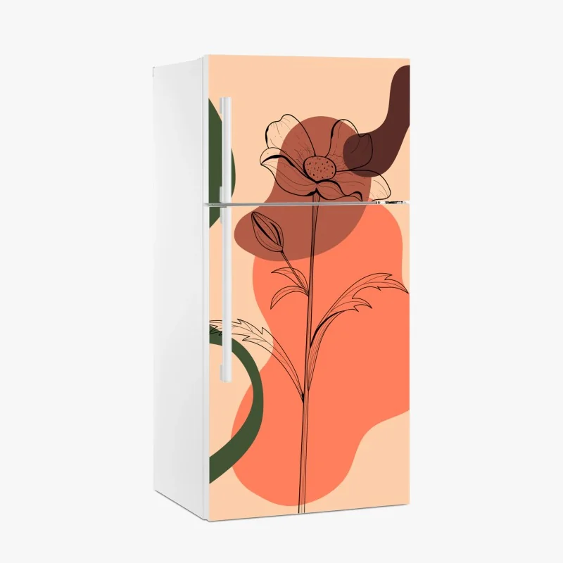 Adesivo per frigorifero fiore minimale su sfondo organico