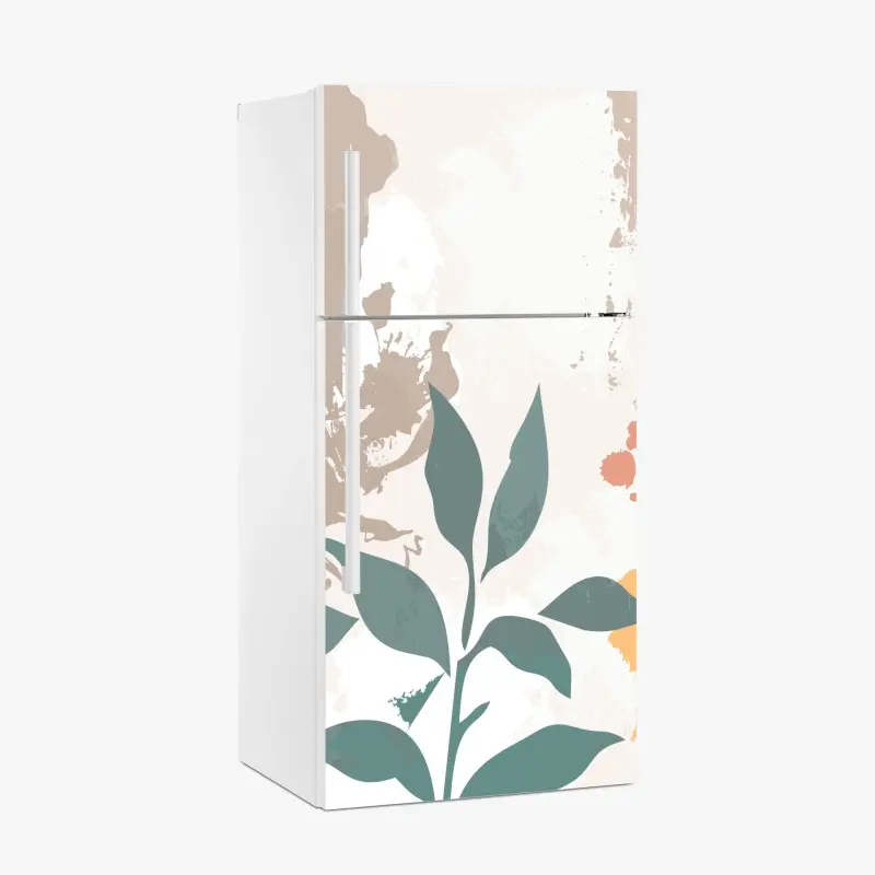 Adesivo per frigorifero grafica botanica astratta dai toni pastello • Wallissimo® Adesivo per frigorifero grafica botanica astratta dai toni pastello • Wallissimo®