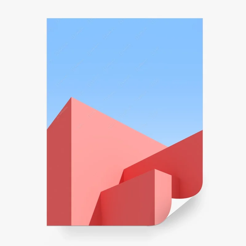 Carta da parati paesaggio geometrico minimal rosa e azzurro