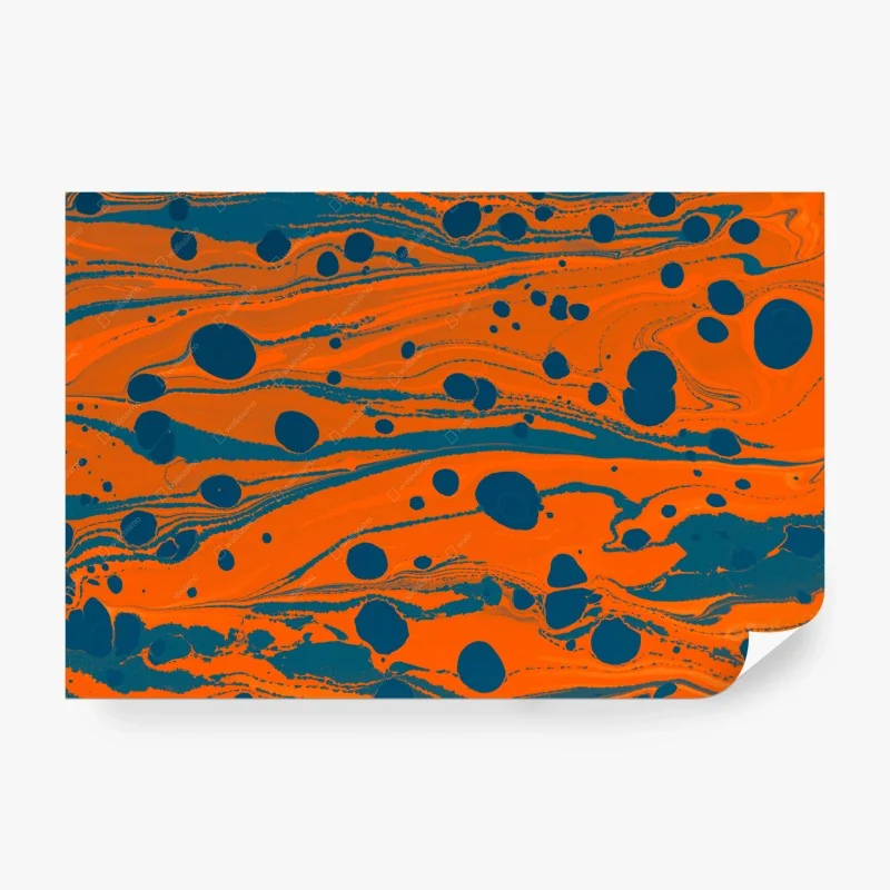 Carta da parati marmo liquido arancione e blu