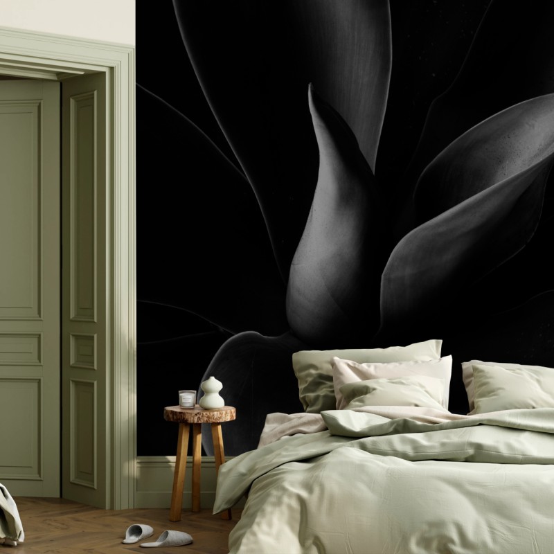 Carta da parati eleganza botanica in bianco e nero