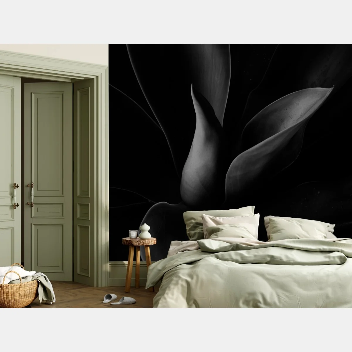 Carta da parati eleganza botanica in bianco e nero • Wallissimo® Carta da parati eleganza botanica in bianco e nero • Wallissimo®