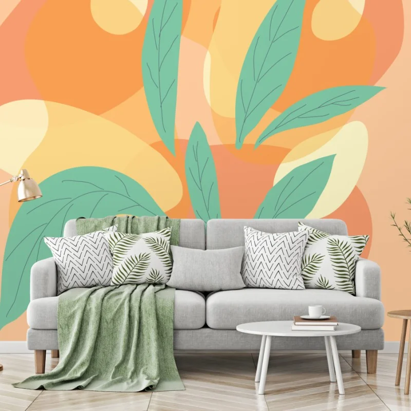 Carta da parati bouquet astratto in vaso arancione