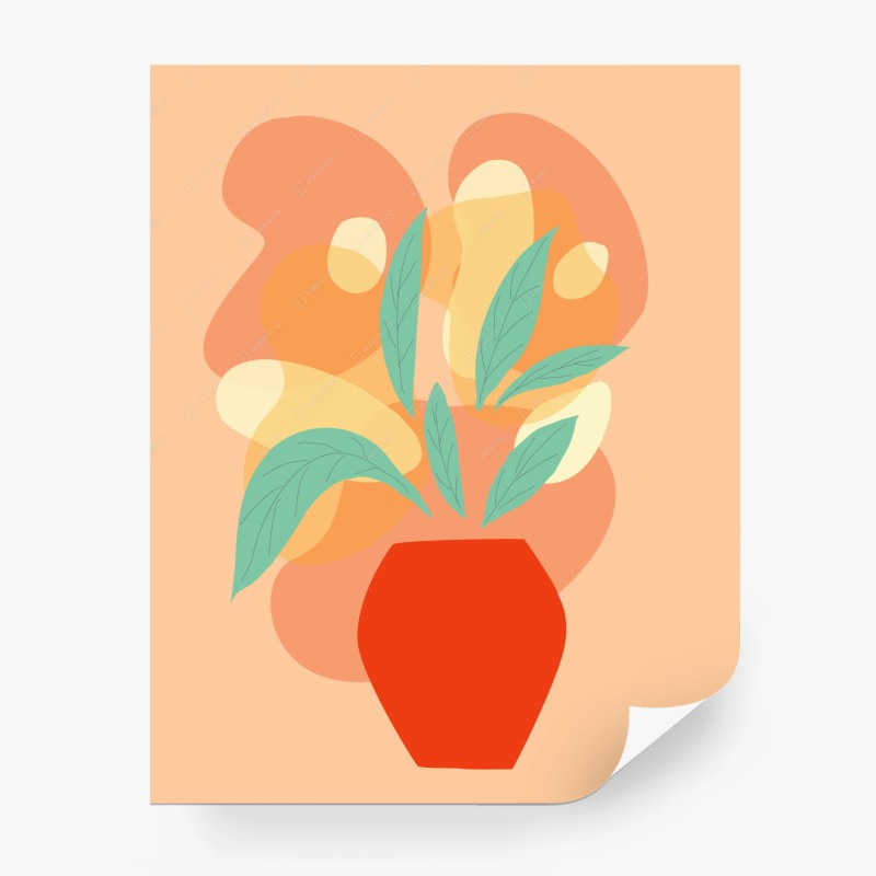 Carta da parati bouquet astratto in vaso arancione