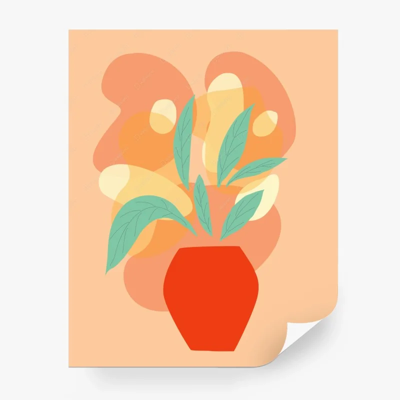 Carta da parati bouquet astratto in vaso arancione