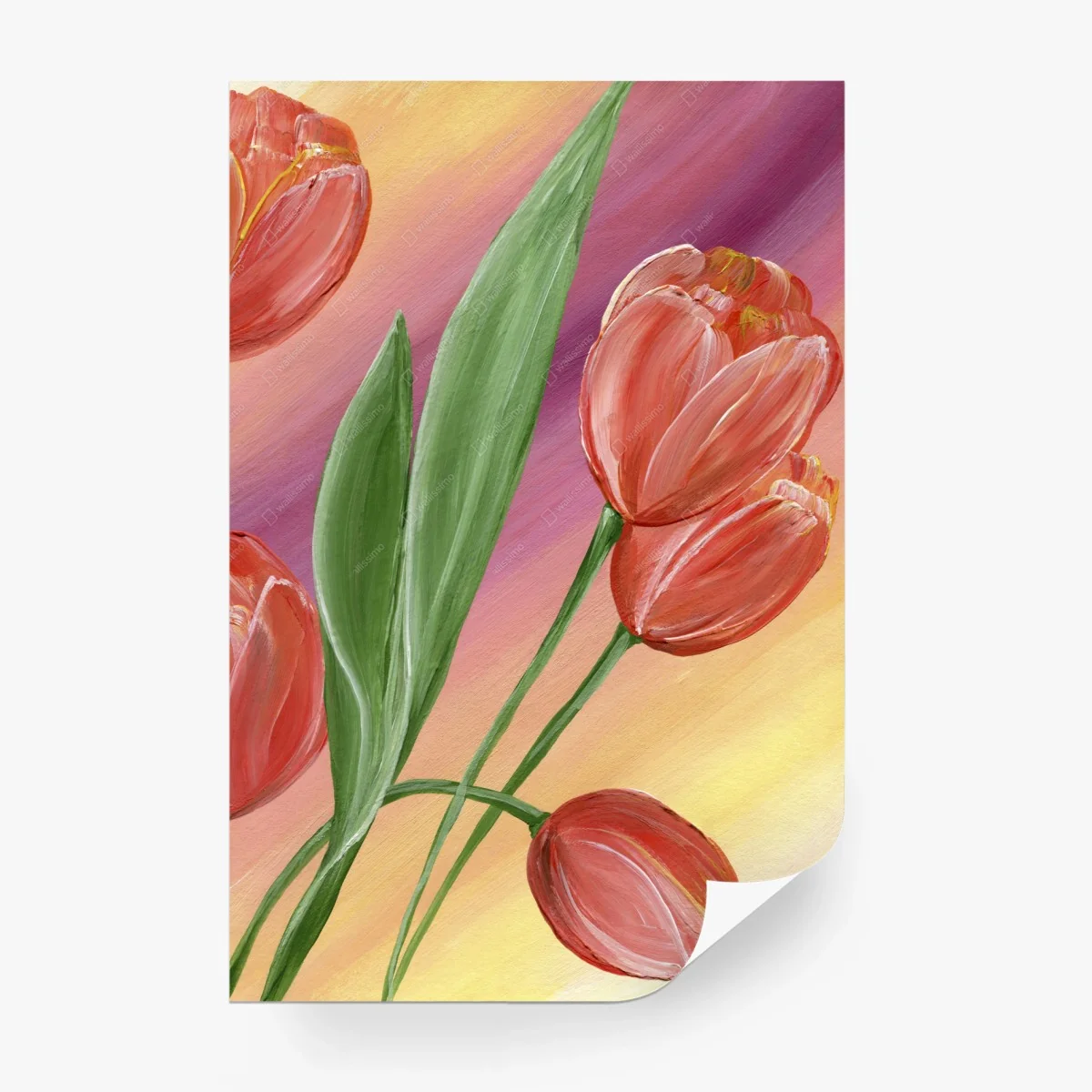 Carta da parati bouquet di tulipani su sfondo sfumato • Wallissimo® Carta da parati bouquet di tulipani su sfondo sfumato • Wallissimo®