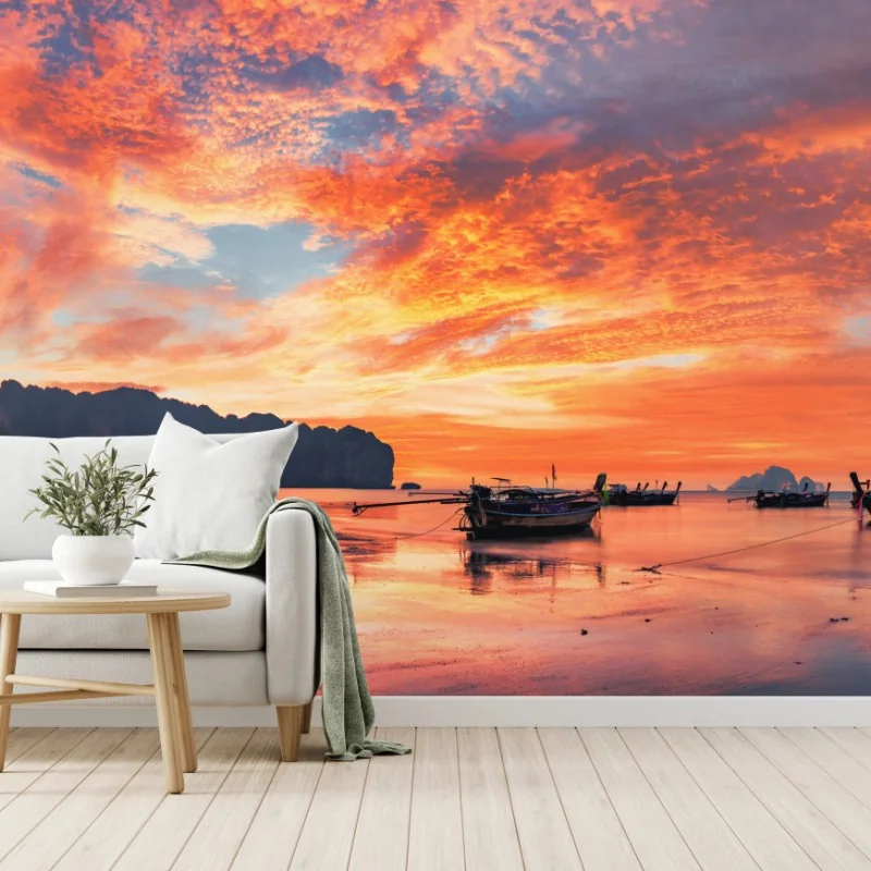 Carta da parati tramonto infuocato ad Ao Nang, Krabi