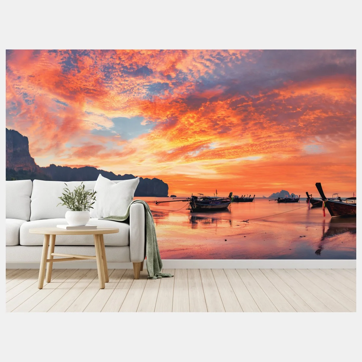 Carta da parati tramonto infuocato ad Ao Nang, Krabi • Wallissimo® Carta da parati tramonto infuocato ad Ao Nang, Krabi • Wallissimo®