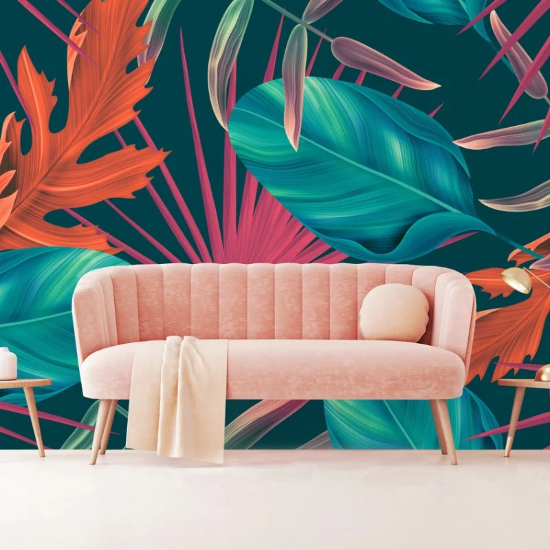 Carta da parati vibrante motivo tropicale