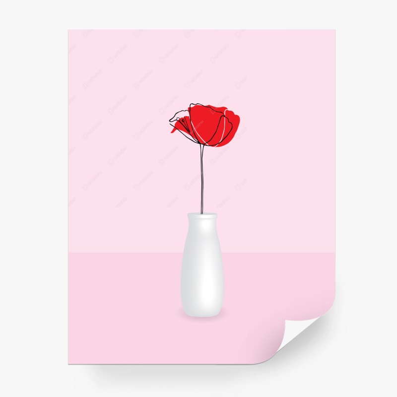 Carta da parati papavero rosso su vaso bianco