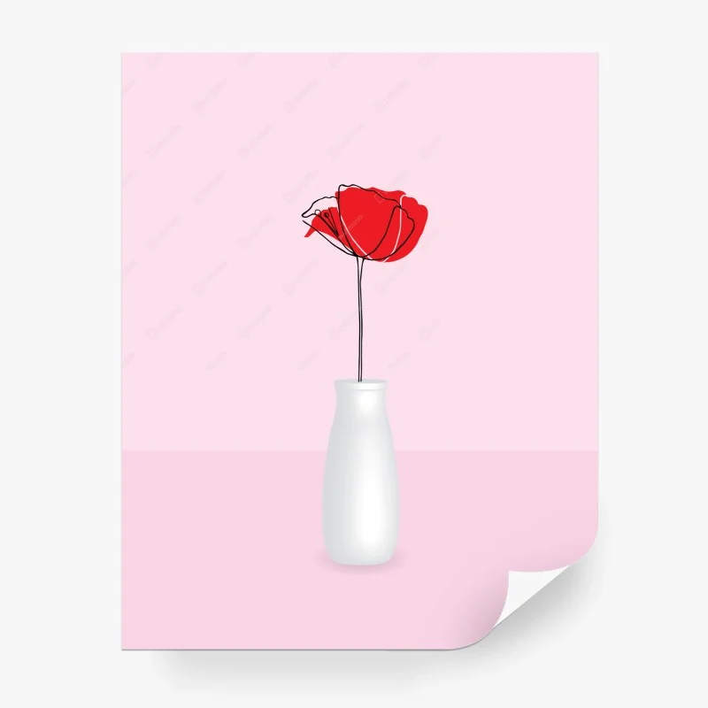 Carta da parati papavero rosso su vaso bianco
