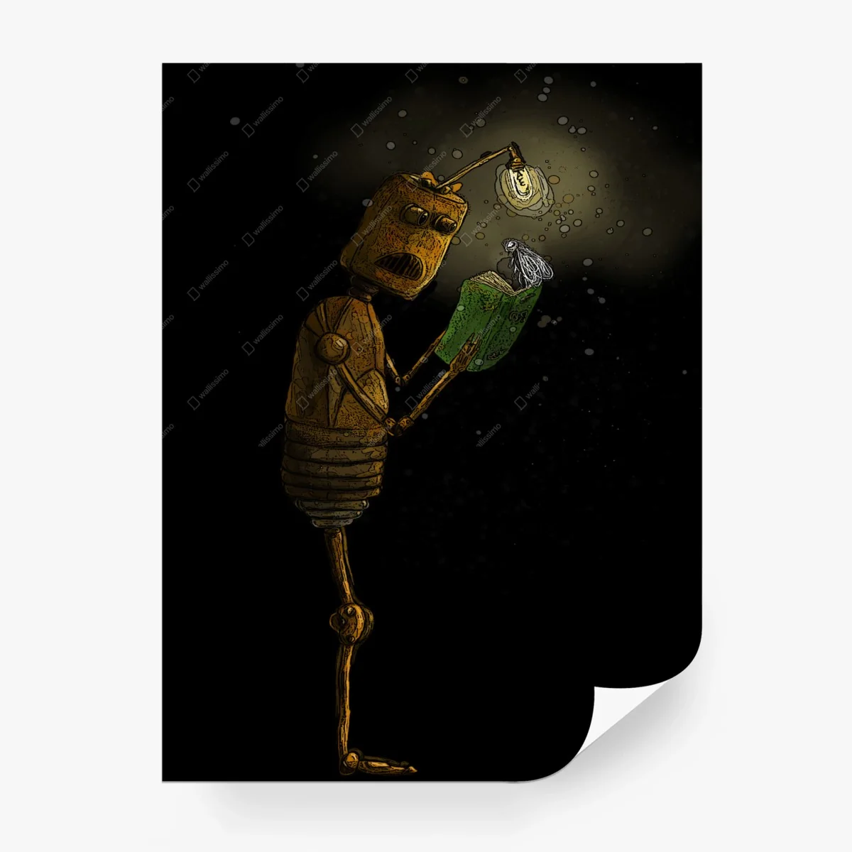 Carta da parati robot lettore nella luce fioca • Wallissimo® Carta da parati robot lettore nella luce fioca • Wallissimo®