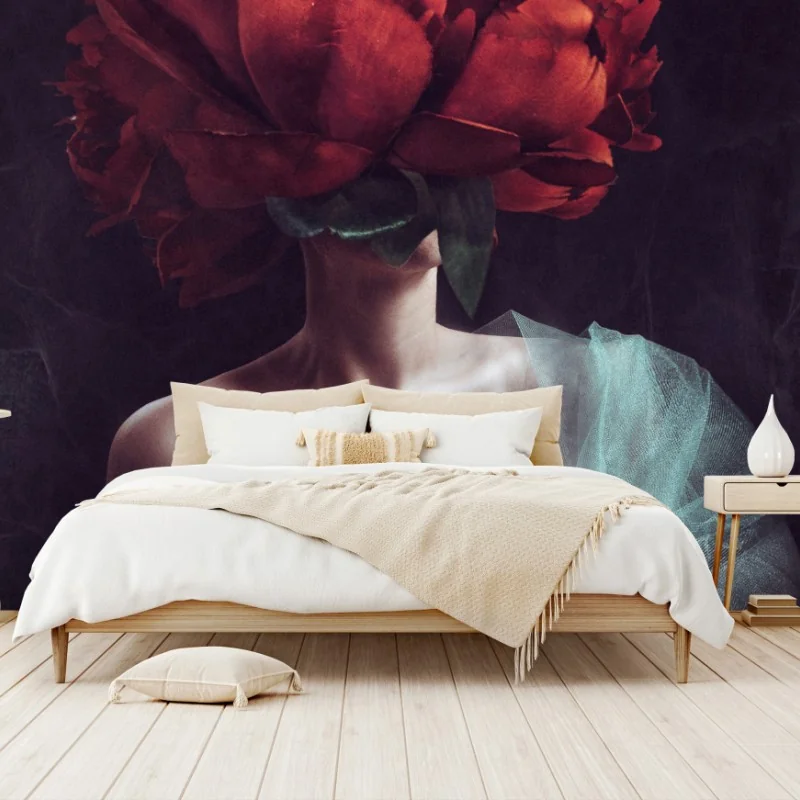 Carta da parati ritratto floreale surreale