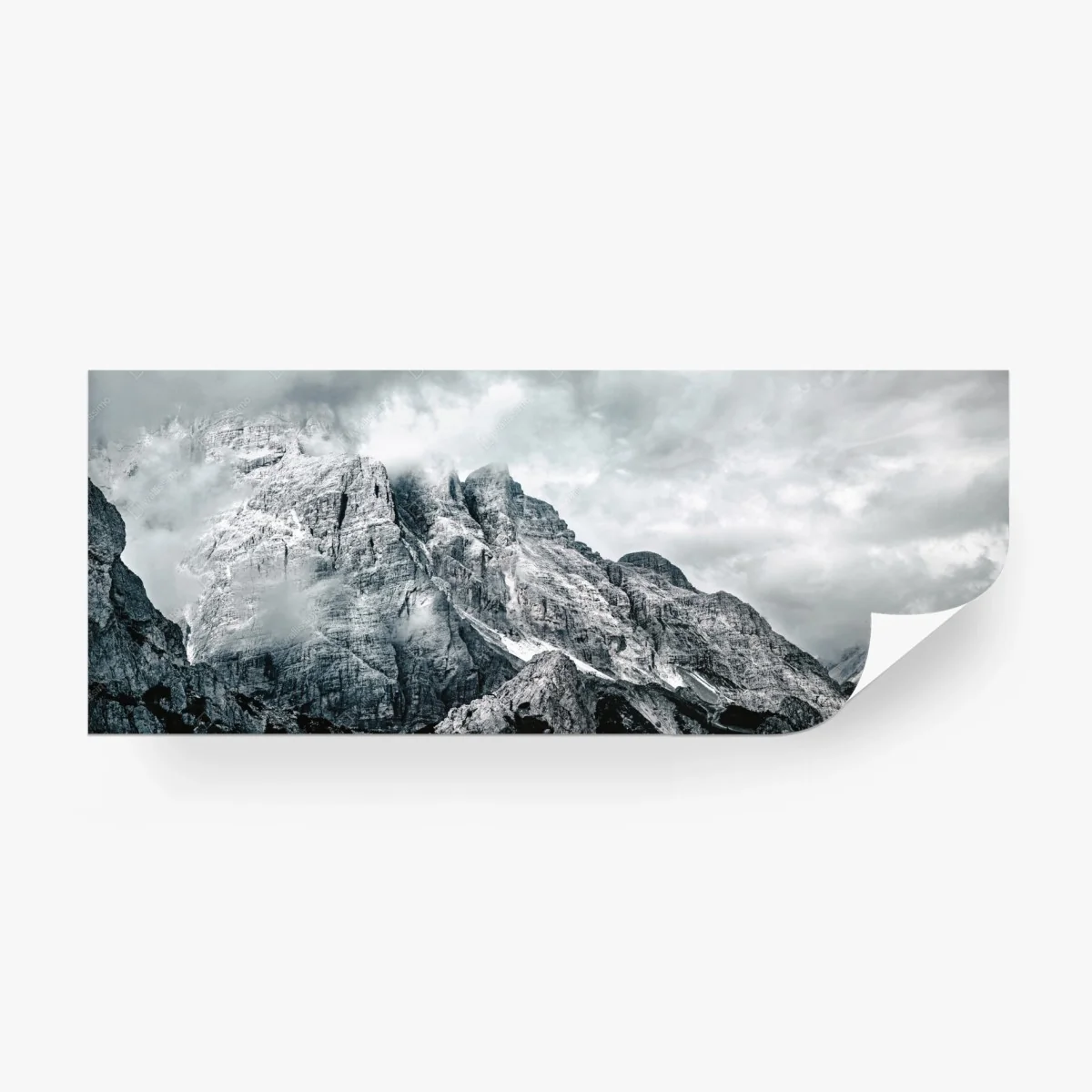 Carta da parati panorama montano drammatico in bianco e nero • Wallissimo®