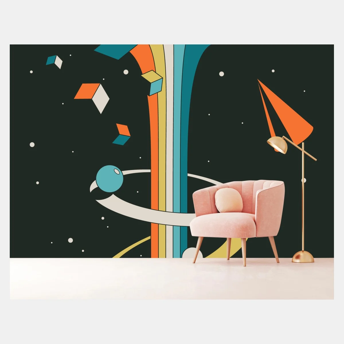 Carta da parati viaggio cosmico geometrico • Wallissimo® Carta da parati viaggio cosmico geometrico • Wallissimo®