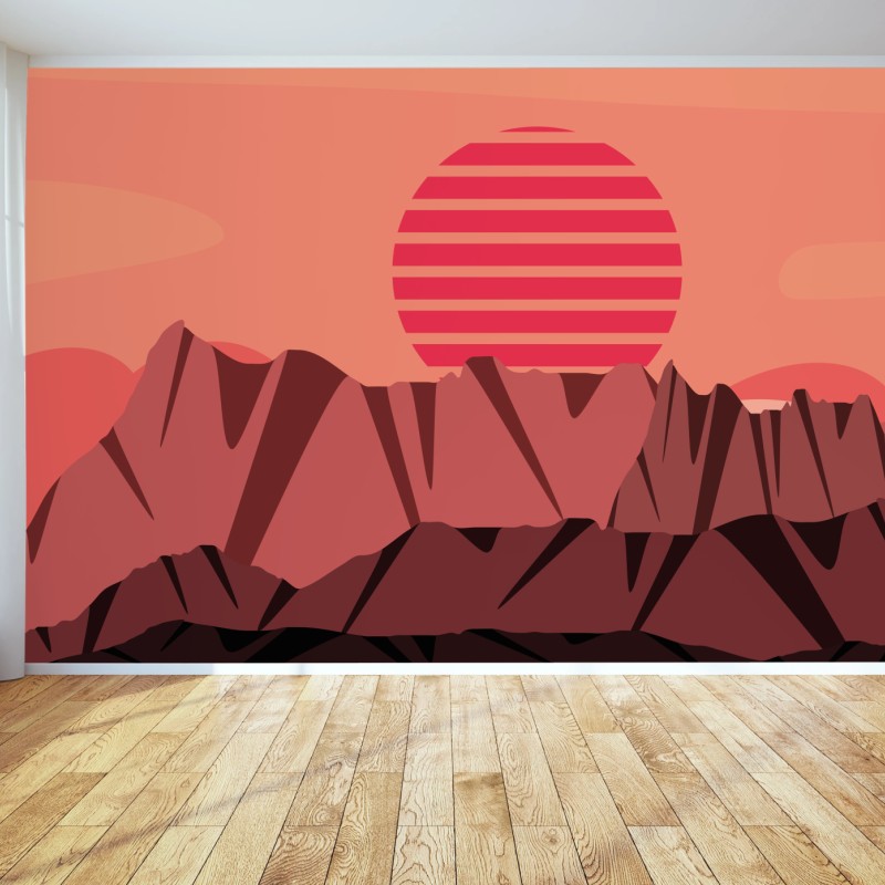 Carta da parati tramonto geometrico sulle vette