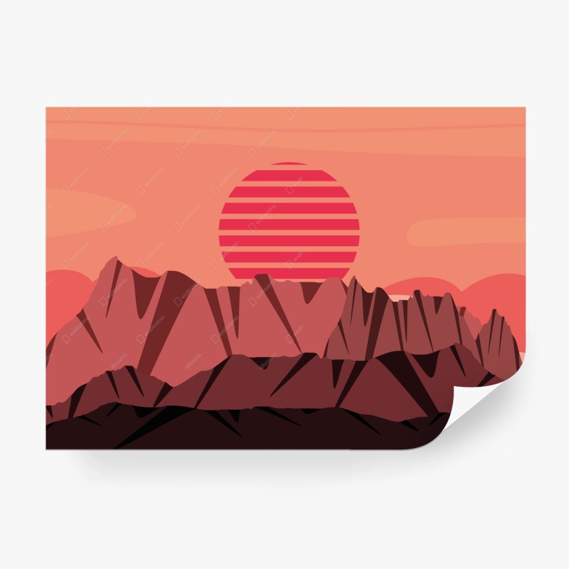 Carta da parati tramonto geometrico sulle vette