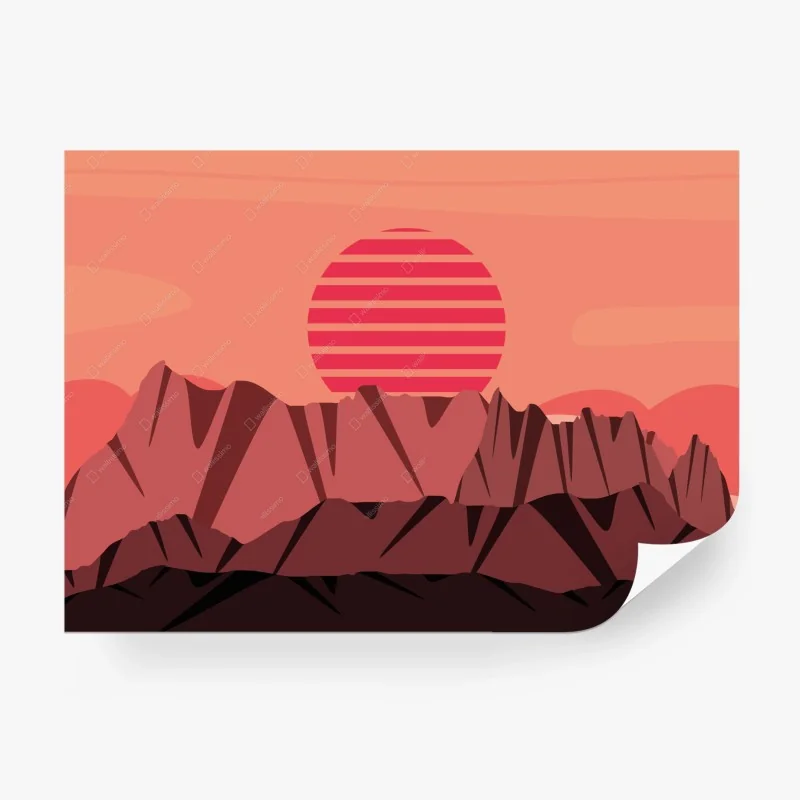 Carta da parati tramonto geometrico sulle vette