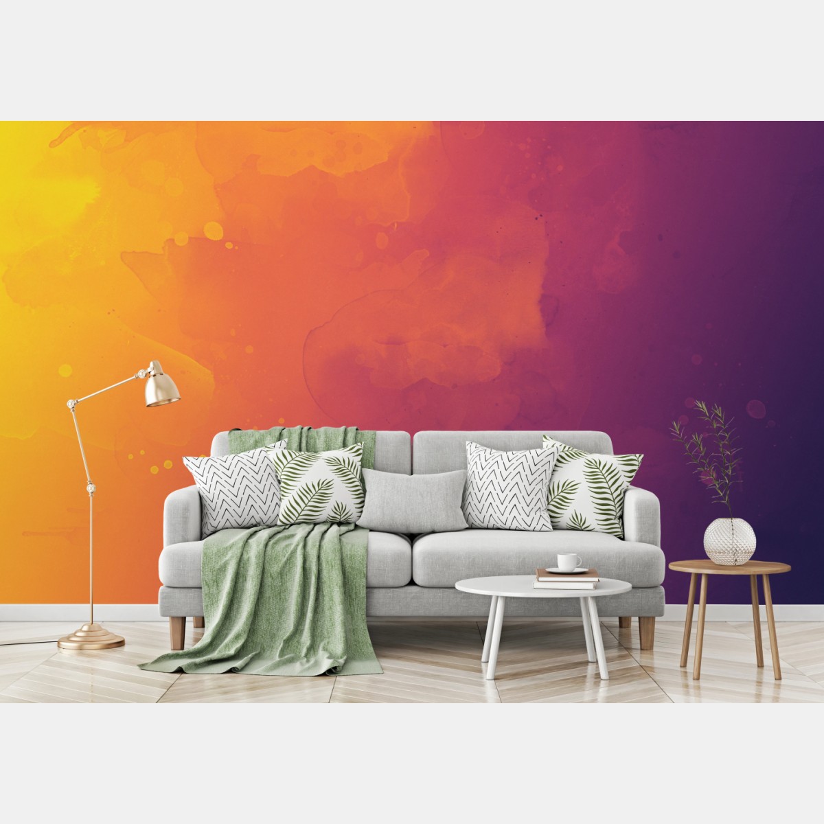 Carta da parati sfumature astratte in giallo e viola • Wallissimo®