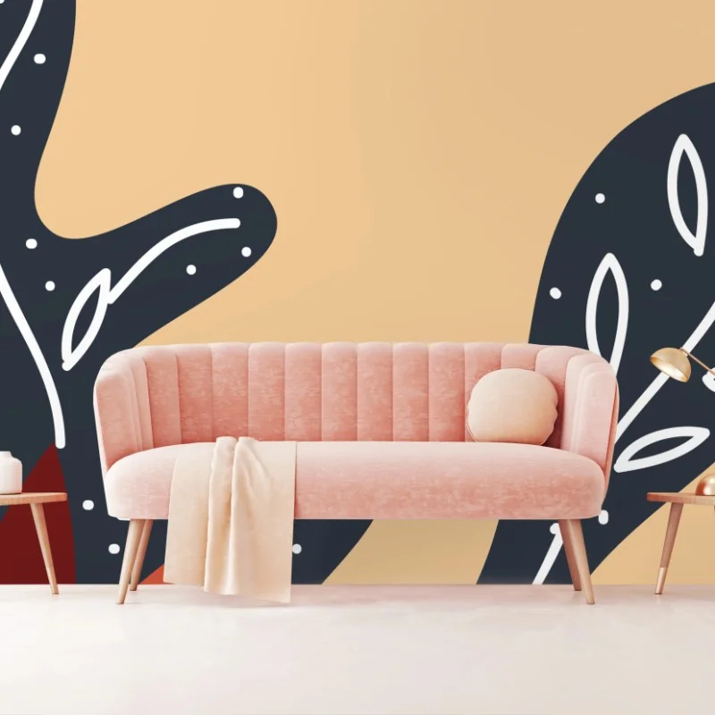 Carta da parati motivo floreale astratto dai toni caldi