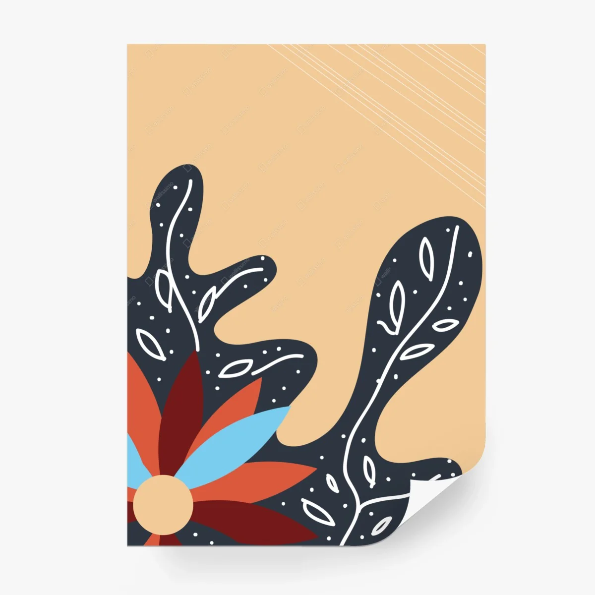 Carta da parati motivo floreale astratto dai toni caldi • Wallissimo®