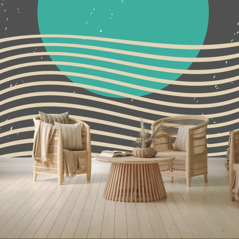 Carta da parati tramonto geometrico sul mare