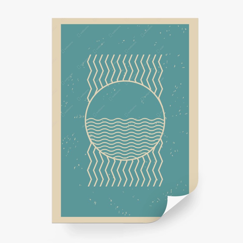 Carta da parati sole e onde in stile minimalista