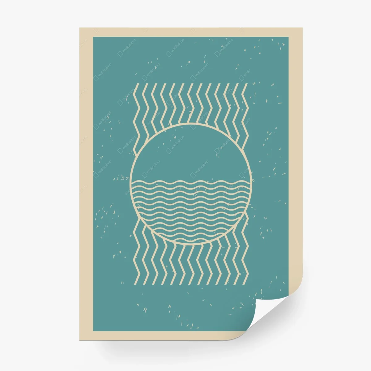 Carta da parati sole e onde in stile minimalista • Wallissimo®