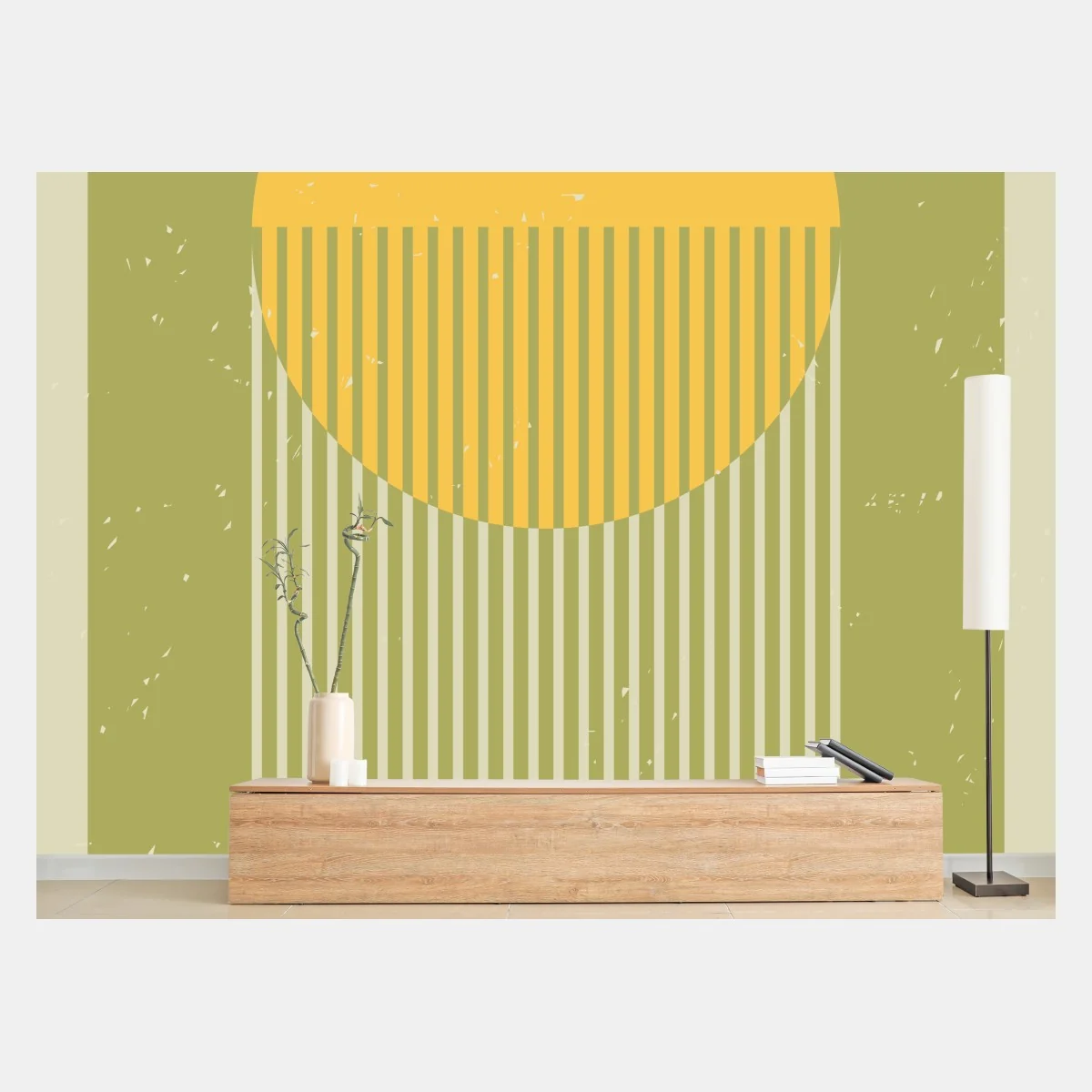 Carta da parati sole geometrico in stile vintage • Wallissimo® Carta da parati sole geometrico in stile vintage • Wallissimo®