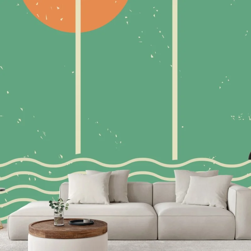 Carta da parati paesaggio marino minimalista al tramonto