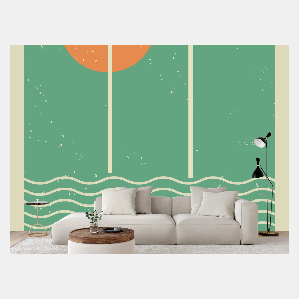 Carta da parati paesaggio marino minimalista al tramonto • Wallissimo® Carta da parati paesaggio marino minimalista al tramonto • Wallissimo®
