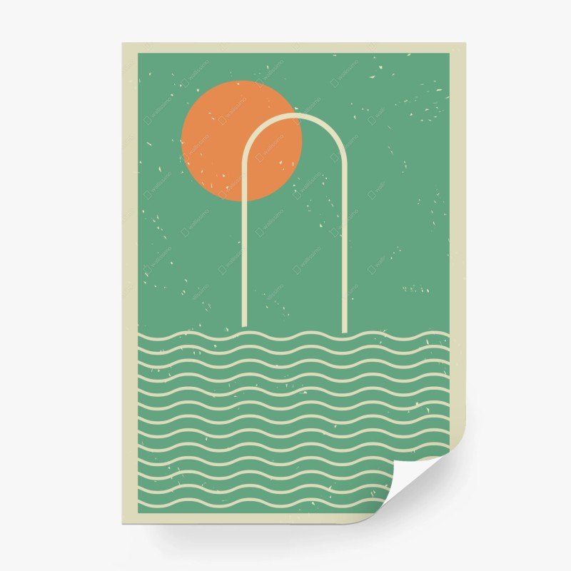 Carta da parati paesaggio marino minimalista al tramonto