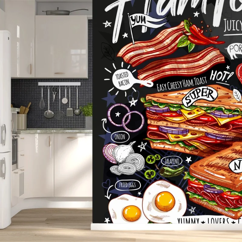 Carta da parati toast al prosciutto succoso e croccante