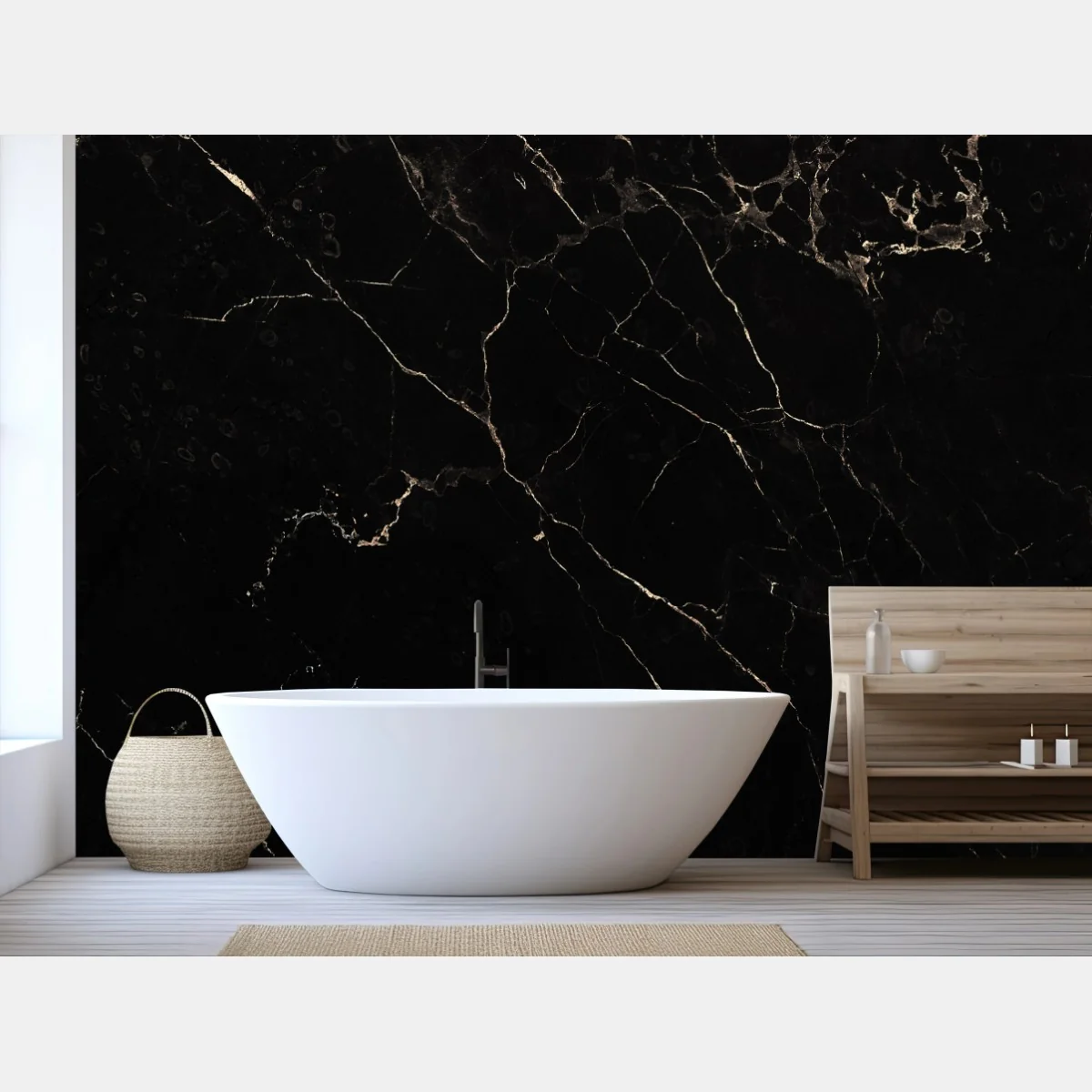 Carta da parati elegante marmo nero con venature dorate • Wallissimo® Carta da parati elegante marmo nero con venature dorate • Wallissimo®