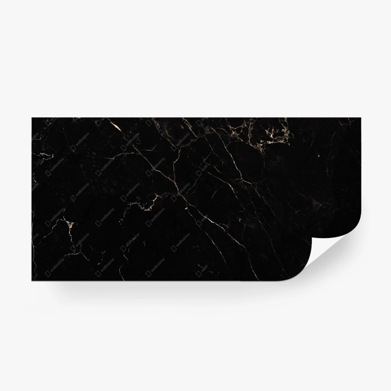 Carta da parati elegante marmo nero con venature dorate