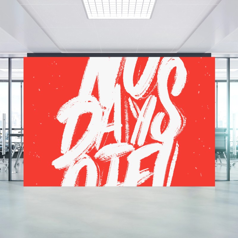 Carta da parati slogan motivazionale no days off lettering a pennello
