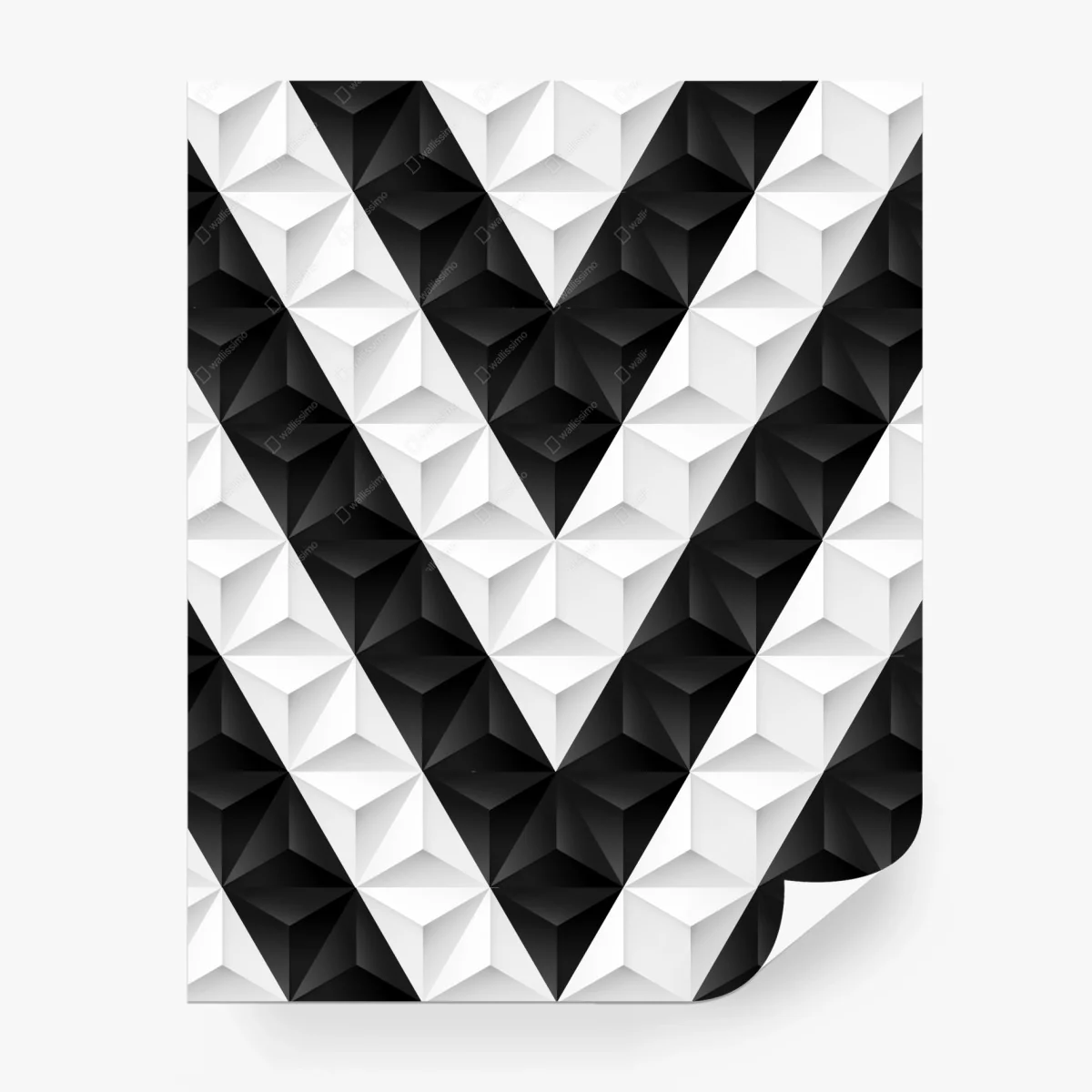Carta da parati motivo geometrico tridimensionale in bianco e nero • Wallissimo®