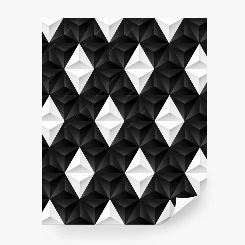 Carta da parati effetto geometrico tridimensionale in bianco e nero