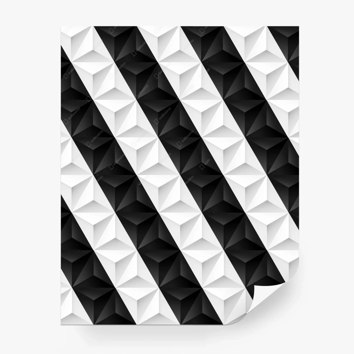 Carta da parati motivo geometrico tridimensionale in bianco e nero • Wallissimo®
